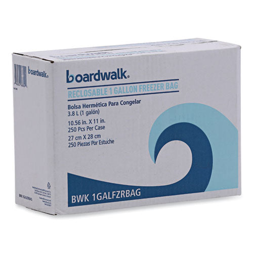 Image of Boardwalk® BWK1GALFZRBAG Reclosable Freezer Storage Bags, 1 gal, 10.5" x 11", Clear, 250/Box