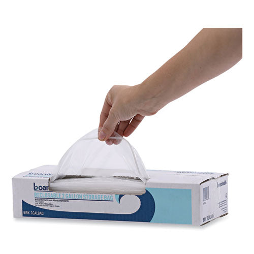 Image of Boardwalk® BWK2GALBAG Reclosable Food Storage Bags, 2 Gallon, 13" x 15", Clear, 100/Box