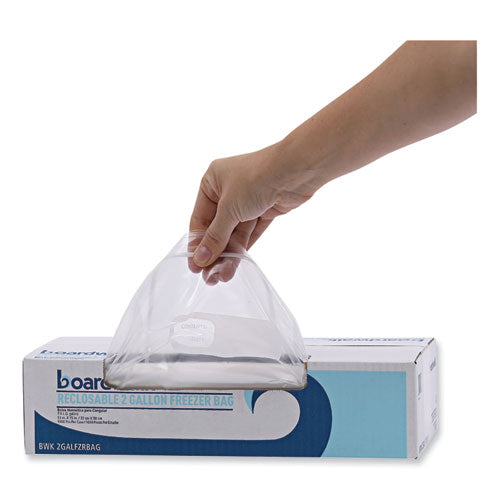 Image of Boardwalk® BWK2GALFZRBAG Reclosable Freezer Storage Bags, 2 gal, 13" x 15", Clear, 100/Box