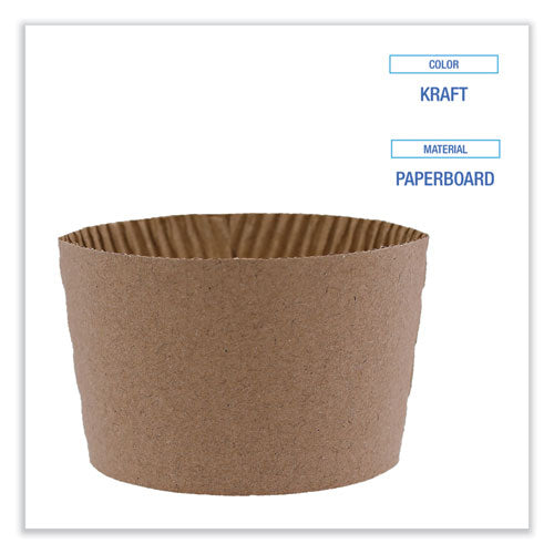 Image of Boardwalk® BWK1020SLEEVE Cup Sleeves, Fits 10 Oz To 20 Oz Hot Cups, Kraft, 1,200/carton