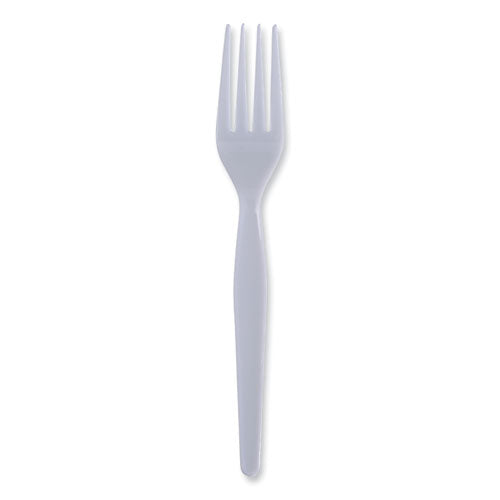 Image of Boardwalk® BWKFORKHW Heavyweight Polystyrene Cutlery, Fork, Plastic, White, 1,000/Carton