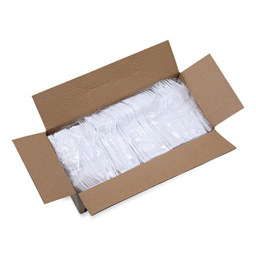 Image of Boardwalk® BWKFORKHW Heavyweight Polystyrene Cutlery, Fork, Plastic, White, 1,000/Carton