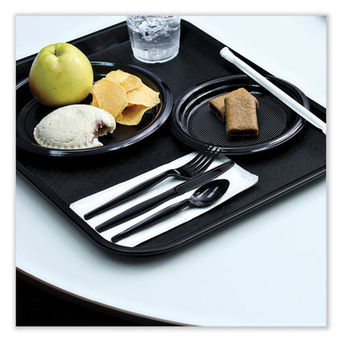 Image of Boardwalk® BWKFORKHWPSBIW Heavyweight Wrapped Polystyrene Cutlery, Fork, Plastic, Black, 1,000/Carton