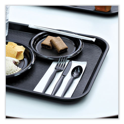 Image of Boardwalk® BWKFORKHWPSBIW Heavyweight Wrapped Polystyrene Cutlery, Fork, Plastic, Black, 1,000/Carton