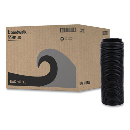 Image of Boardwalk® BWKHOTBL8 Hot Cup Lids, Fits 8 oz Hot Cup, Plastic, Black, 1,000/Carton