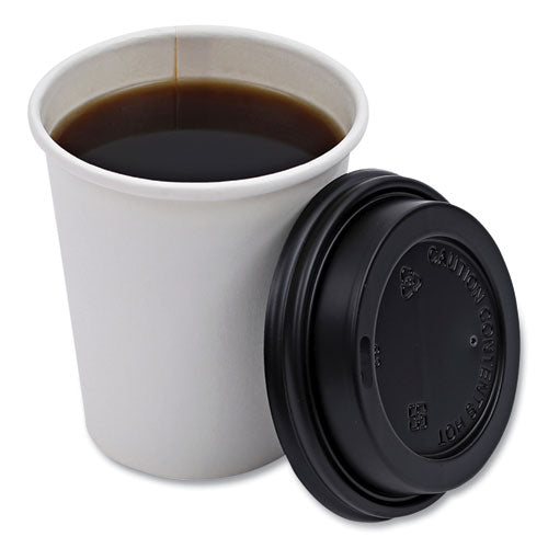 Image of Boardwalk® BWKHOTBL1020 Hot Cup Lids, Fits 10 oz to 20 oz Hot Cup, Plastic, Black, 1,000/Carton