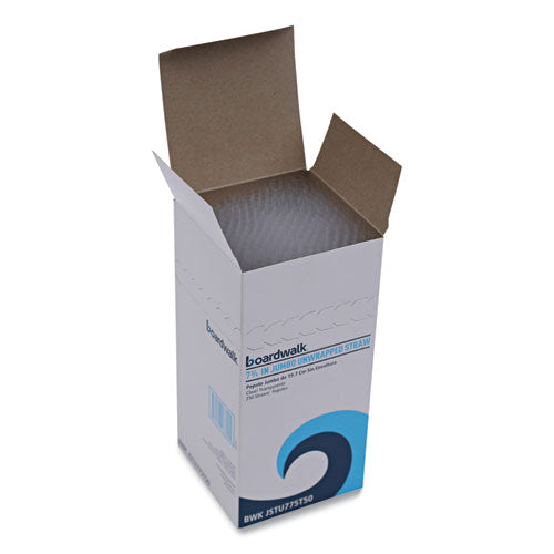 Image of Boardwalk® BWKJSTU775T50 Jumbo Straws, Unwrapped, 7.75", Plastic, Translucent, 250/Pack, 50 Packs/Carton