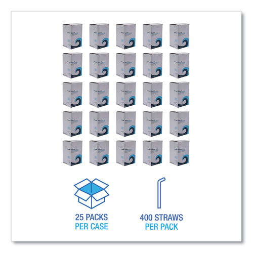 Image of Boardwalk® BWKJSTW775S24 Wrapped Jumbo Straws, 7.75", Plastic, White/Red Stripe, 400/Pack, 25 Packs/Carton