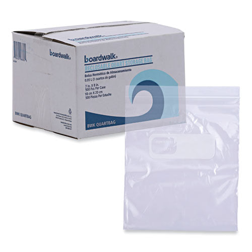 Image of Boardwalk® BWKQUARTBAG Reclosable Food Storage Bags, Quart, 7" x 8", Clear, 500/Box