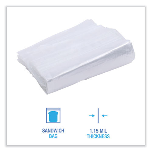 Image of Boardwalk® BWKSANDWICHBAG Reclosable Food Storage Bags, Sandwich, 6.5" x 5.89", Clear, 500/Box