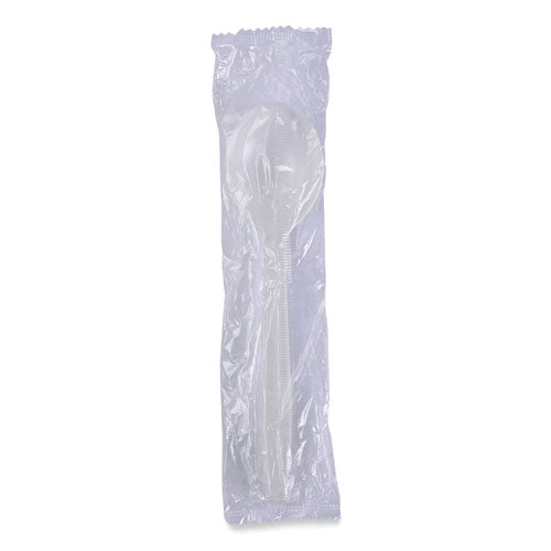 Image of Boardwalk® BWKSSHWPPWIW Heavyweight Wrapped Polypropylene Cutlery, Soup Spoon, Plastic, White, 1,000/Carton