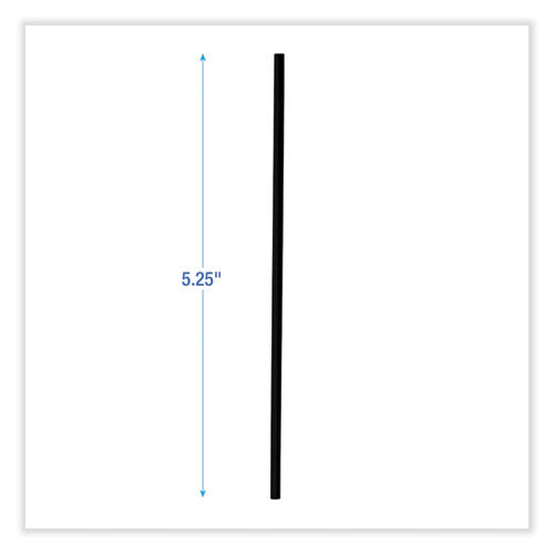 Image of Boardwalk® BWKSTRU525B10 Single-Tube Stir-Straws, 5.25", Polypropylene, Black, 1,000/pack, 10 Packs/carton