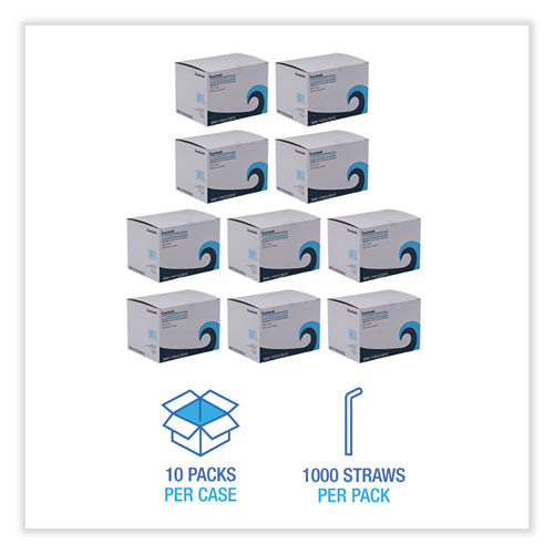 Image of Boardwalk® BWKSTRU525B10 Single-Tube Stir-Straws, 5.25", Polypropylene, Black, 1,000/pack, 10 Packs/carton