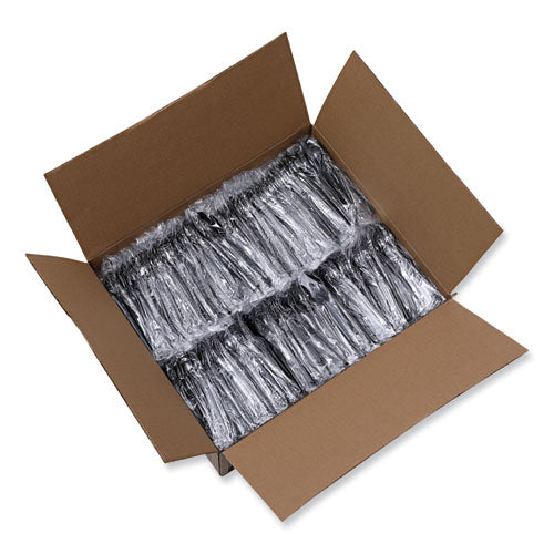 Image of Boardwalk® BWKTSHWPSBIW Heavyweight Wrapped Polystyrene Cutlery, Spoon, Plastic, Black, 1,000/Carton