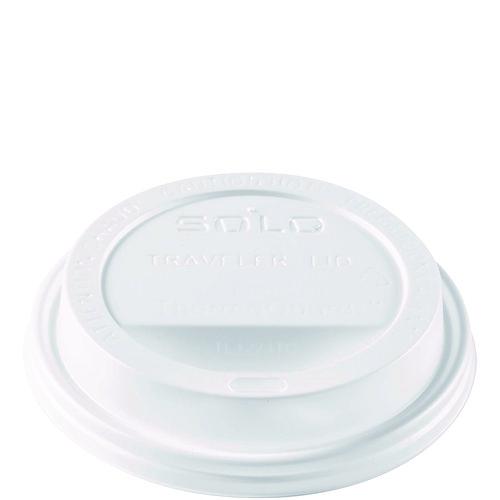 Image of SOLO® TL1224TG Traveler Sip Through Lids for ThermoGuard Hot Cups, Fits 12 oz to 24 oz Hot Cups, Plastic, White, 1,200/Carton