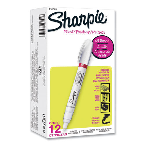 Image of SharpieÂ® Permanent Paint Marker, Medium Bullet Tip, White, Dozen