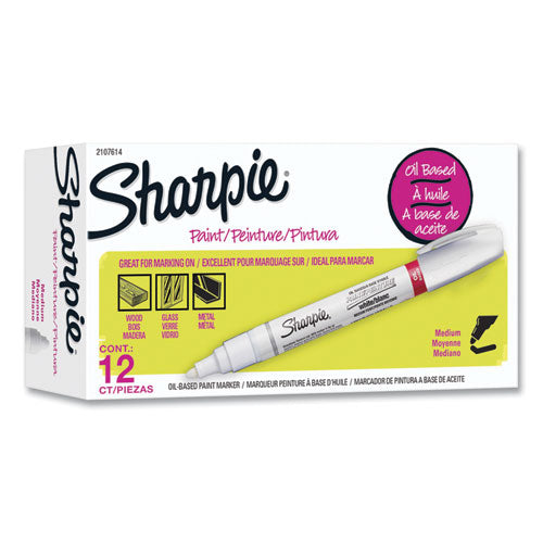 Image of SharpieÂ® Permanent Paint Marker, Medium Bullet Tip, White, Dozen