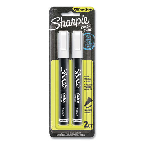 Image of Sharpie® 2103010 Wet-Erase Chalk Marker, Medium Bullet Tip, White, 2/pack