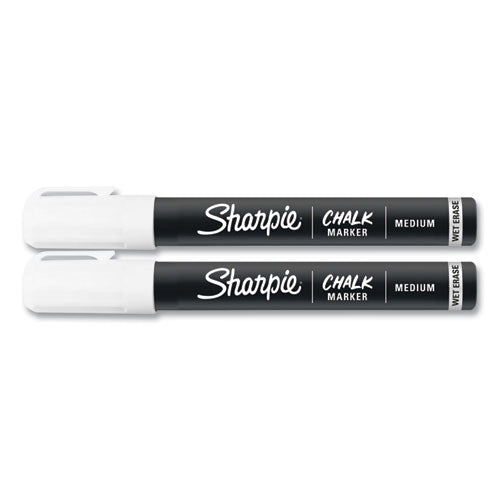 Image of Sharpie® 2103010 Wet-Erase Chalk Marker, Medium Bullet Tip, White, 2/pack
