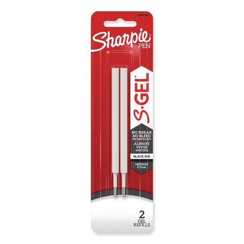 Image of Sharpie® S-Gel 2096168 S-Gel 0.7 Mm Pen Refills, Medium 0.7 Mm Bullet Tip, Black Ink, 2/pack