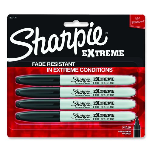 Image of Sharpie® Extreme Marker, Fine Bullet Tip, Black, 4/pack