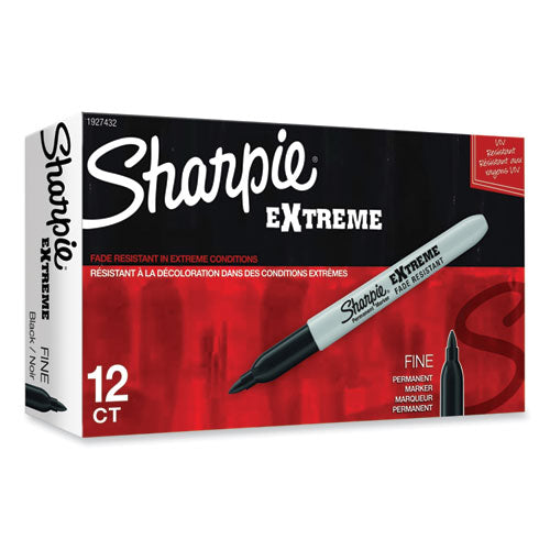 Image of Sharpie® 1927432 Extreme Marker, Fine Bullet Tip, Black, Dozen