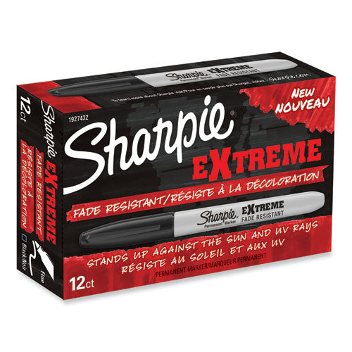 Image of Sharpie® 1927432 Extreme Marker, Fine Bullet Tip, Black, Dozen