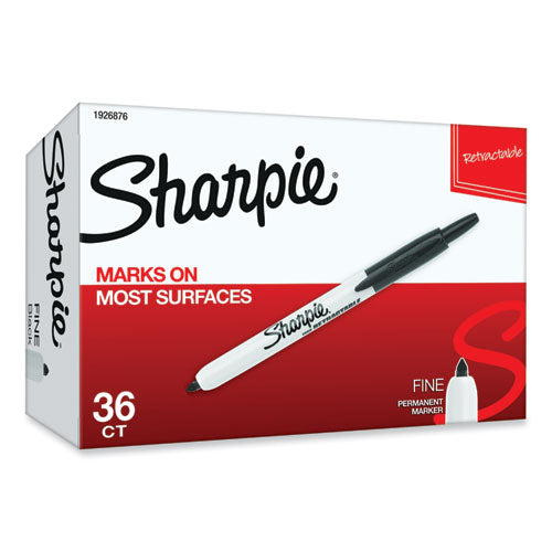 Image of Sharpie® 1926876 Retractable Permanent Marker Value Pack, Fine Bullet Tip, Black, 36/pack