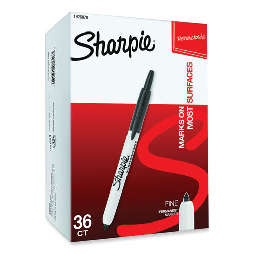 Image of Sharpie® 1926876 Retractable Permanent Marker Value Pack, Fine Bullet Tip, Black, 36/pack