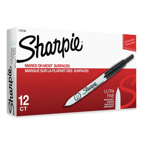 Image of Sharpie® 1735790 Retractable Permanent Marker, Extra-Fine Needle Tip, Black