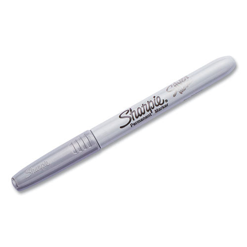 Image of Sharpie® 39100 Metallic Fine Point Permanent Markers, Fine Bullet Tip, Metallic Silver, Dozen
