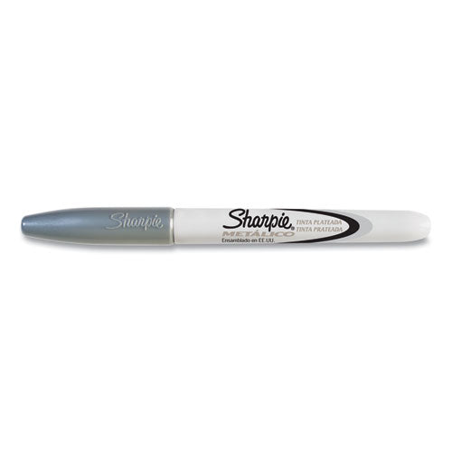 Image of Sharpie® 39100 Metallic Fine Point Permanent Markers, Fine Bullet Tip, Metallic Silver, Dozen
