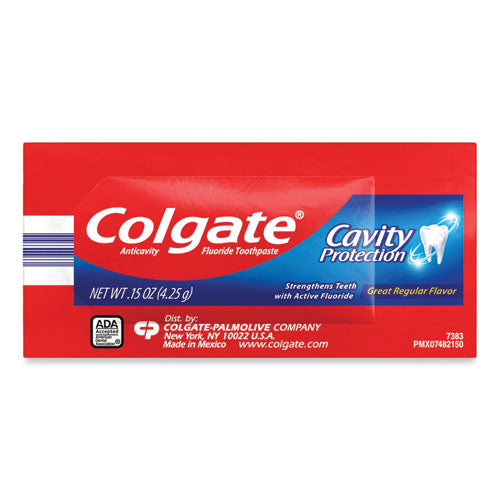Image of Colgate® 150130 Cavity Protection Toothpaste, Regular Flavor, 0.15 Oz Sachet, 1,000/carton