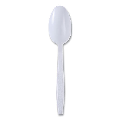 Image of BoardwalkÂ® Heavyweight Wrapped Polypropylene Cutlery, Spoon, Plastic, White, 1,000/Carton