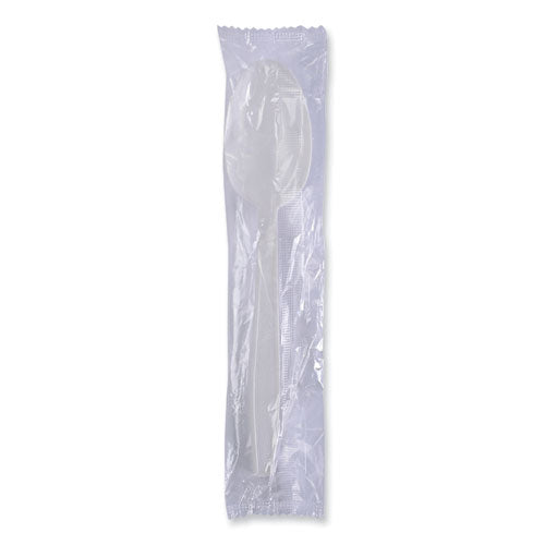 Image of BoardwalkÂ® Heavyweight Wrapped Polypropylene Cutlery, Spoon, Plastic, White, 1,000/Carton