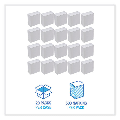 Image of Boardwalk® BWK8302 Tall Fold Dispenser Napkin, 12 x 7, White, 500/Pack, 20 Packs/Carton