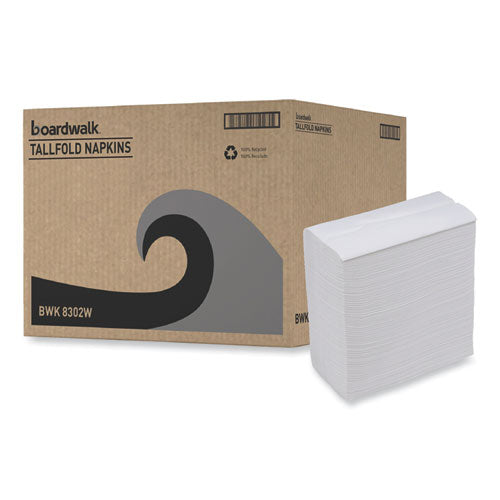 Image of Boardwalk® BWK8302 Tall Fold Dispenser Napkin, 12 x 7, White, 500/Pack, 20 Packs/Carton
