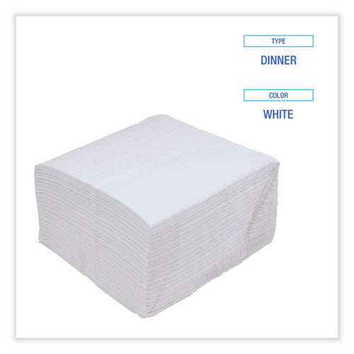 Image of Boardwalk® BWK8307 Dinner Napkin, 1-Ply, 17 x 17, White, 250/Pack, 12 Packs/Carton