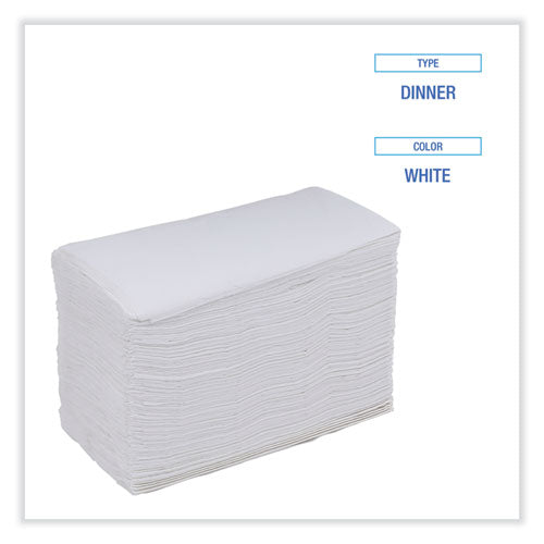 Image of Boardwalk® BWK8308 Dinner Napkin, 2-Ply, 17 x 15, White, 100/Pack, 30 Packs/Carton