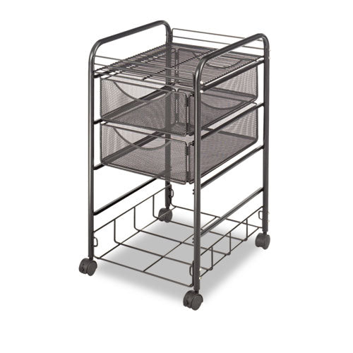 Image of Safco® 5214BL Onyx Mesh Mobile File with Four Supply Drawers, Metal, 1 Shelf, 4 Drawers, 15.75" x 17" x 27", Black