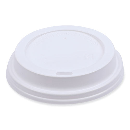 Image of Boardwalk® BWKDEERHLIDW Deerfield Hot Cup Lids, Fits 10 oz to 20 oz Boardwalk Deerfield Hot Cups, Plastic, White, 50/Pack, 20 Packs/Carton