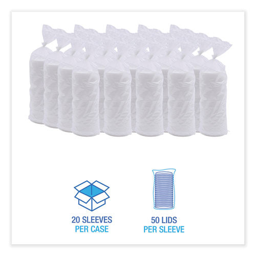 Image of Boardwalk® BWKDEERHLIDW Deerfield Hot Cup Lids, Fits 10 oz to 20 oz Boardwalk Deerfield Hot Cups, Plastic, White, 50/Pack, 20 Packs/Carton