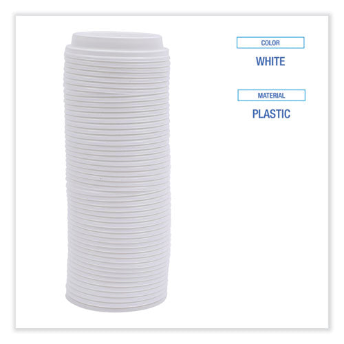 Image of Boardwalk® BWKDEERHLIDW Deerfield Hot Cup Lids, Fits 10 oz to 20 oz Boardwalk Deerfield Hot Cups, Plastic, White, 50/Pack, 20 Packs/Carton