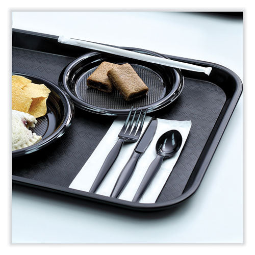 Image of Boardwalk® BWKKNIHWPSBIW Heavyweight Wrapped Polystyrene Cutlery, Knife, Plastic, Black, 1,000/Carton
