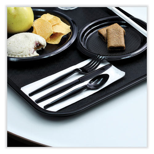 Image of Boardwalk® BWKKNIHWPSBIW Heavyweight Wrapped Polystyrene Cutlery, Knife, Plastic, Black, 1,000/Carton