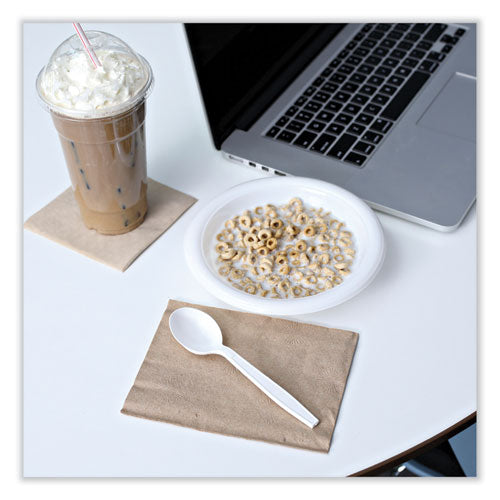 Image of Boardwalk® BWKSOUPHWPSWH Heavyweight Polystyrene Cutlery, Soup Spoon, Plastic, White, 1,000/Carton