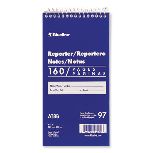 Image of Blueline® AT8B Reporters Note Pad, Blue Cover, Medium/College Rule, (80) White 4 x 8 Sheets