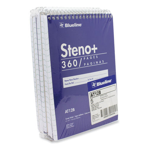 Image of Blueline® AT12B High-Capacity Steno Pad, Blue Cover, Medium/College Rule, (180) White 6 x 9 Sheets