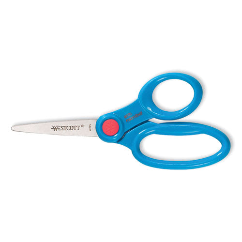 Image of Westcott® 14607 Kids' Scissors with Antimicrobial Protection, Pointed Tip, 5" Long, 2" Cut Length, Randomly Assorted Handle Color