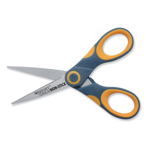Image of WestcottÂ® Non-Stick Titanium Bonded Scissors, 5" Long, Straight Gray/Orange Handle